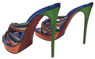 CHRISTIAN LOUBOUTIN MULTITASKI ALTA 120 PLATFORM SANDALS METALLIC HEELS SZ 37